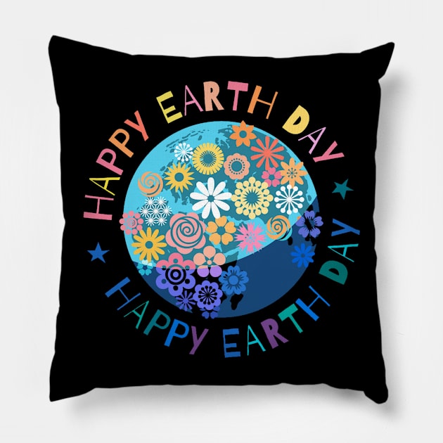 Happy Earth Day 4 Pillow by Narkitaski