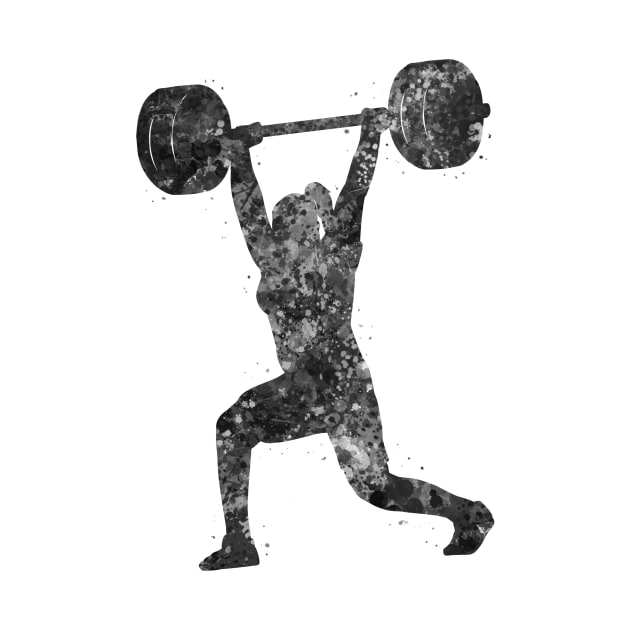 Gym Weightlifter girl black and white by Yahya Art