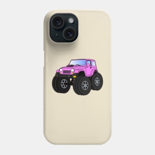 Pink monster truck cartoon illustration Phone Case