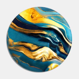 Fluid art gold with blue paint. Pin