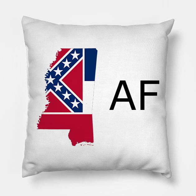 Mississippi Flag State Outline AF (black) Pillow by Big Term Designs