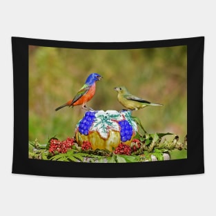 Painted Bunting Pair Birds Tapestry