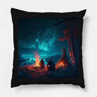 Viking Camp on the Swamp Edge Pillow