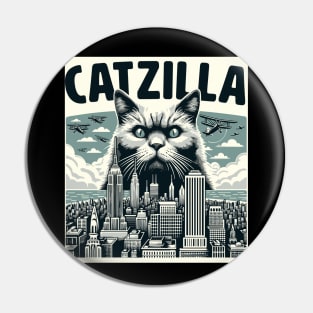 Catzilla Funny Cat Kitten Design Pin