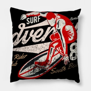 Surf Adventures Wave rider club distressed Pillow