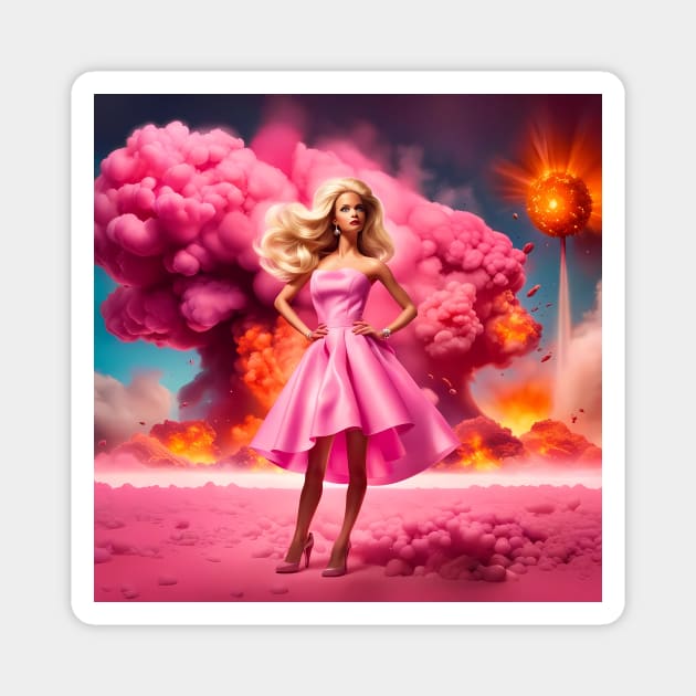 Barbenheimer nuclear barbie Magnet by miamia