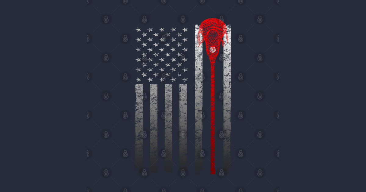 Vintage Lacrosse Stick American Flag Faded Distressed - Lacrosse - T