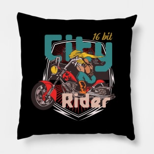 City rider retro video game 16 bit cartridge Pillow