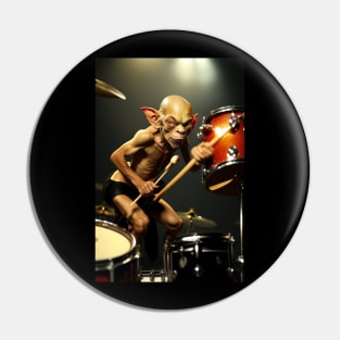 Funny Gollum playing in a heavy metal band graphic design artwork Pin