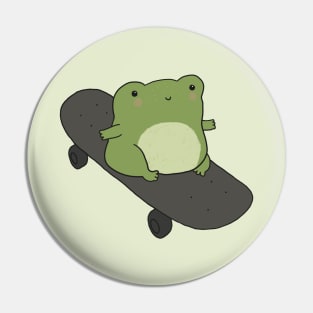 Cute Frog on Skateboard, Kawaii Cottagecore Aesthetic for Skateboarding Fans Pin