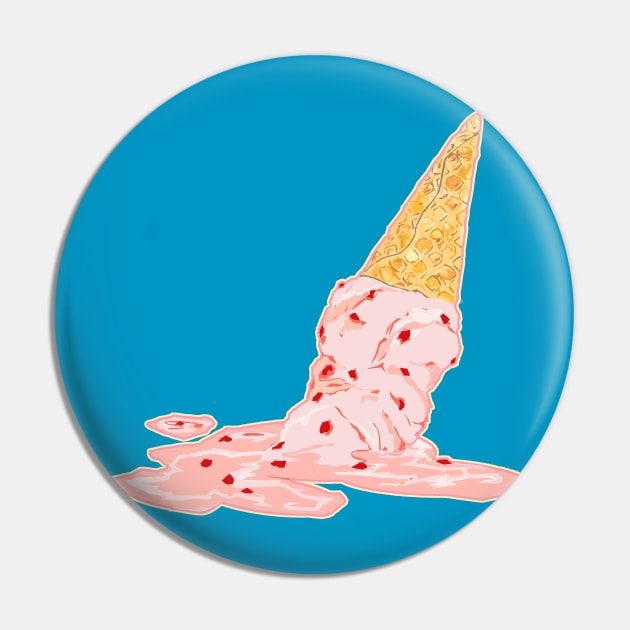 Melting Strawberry Ice Cream Cone Pin by saitken