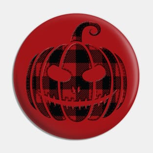 Buffalo Plaid Jack-O-Lantern Pin