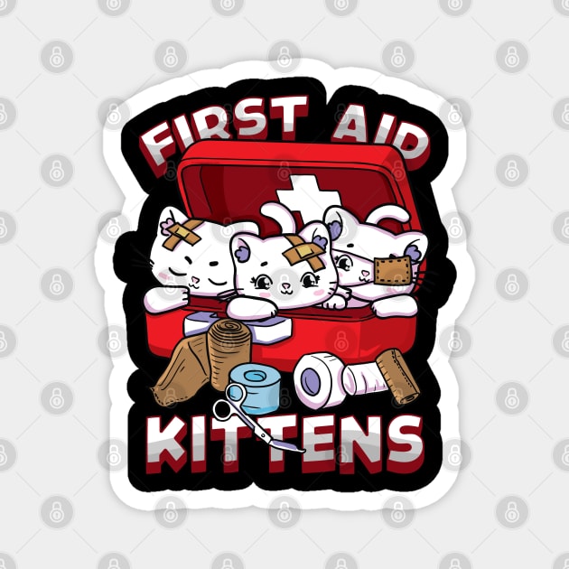 First Aid Kittens Pun Adorable Kawaii Kitties inside First Aid Box Magnet by creative