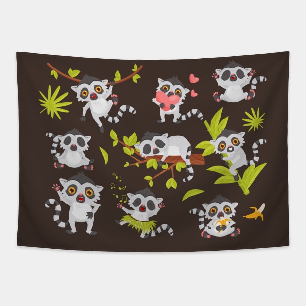 Racoon Collection Tapestry by Mako Design 