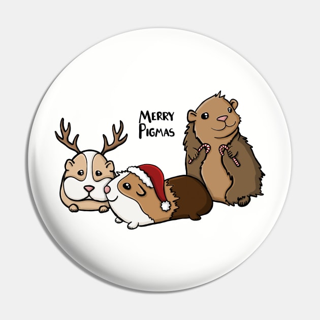 Merry Pigmas Festive Guinea Pigs Digital Illustration Pin by AlmightyClaire