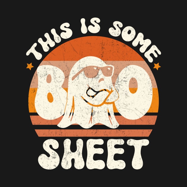 This Is Boo Sheet Ghost Retro Halloween Costume Men Women by KRMOSH