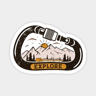 Explore // Vintage Mountain Landscape with Carabiner Magnet