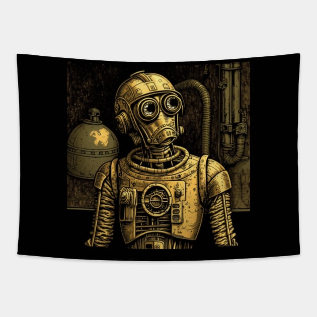 Gold Robot is Ready to Complain Tapestry by Star Scrunch