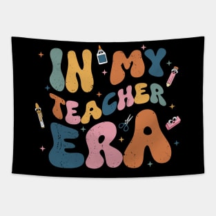 Groovy In My Teacher Era First Day Of School Back To School Tapestry