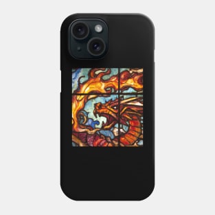 Red Dragon Breathing Fire Stained Glass Phone Case