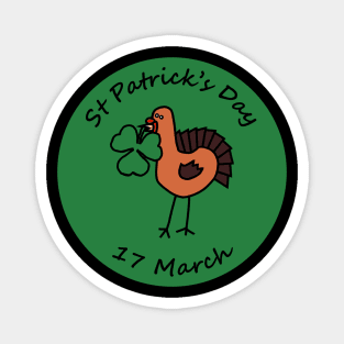 Thanksgiving Turkey and Shamrock St Patricks Day Magnet