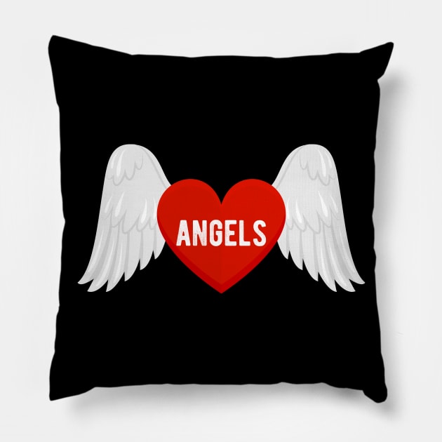 I Love Angels Pillow by Eric Okore