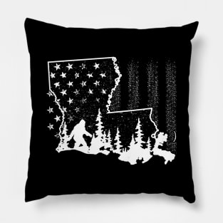 Louisiana Bigfoot American Flag Pillow