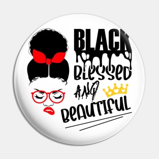 Black American Woman. Black Blessed And Beautirful. Afro American Art Pin