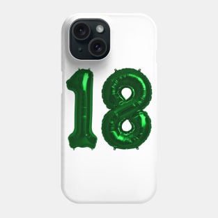 Bright Green 18th Birthday Metallic Helium Balloons Numbers Phone Case