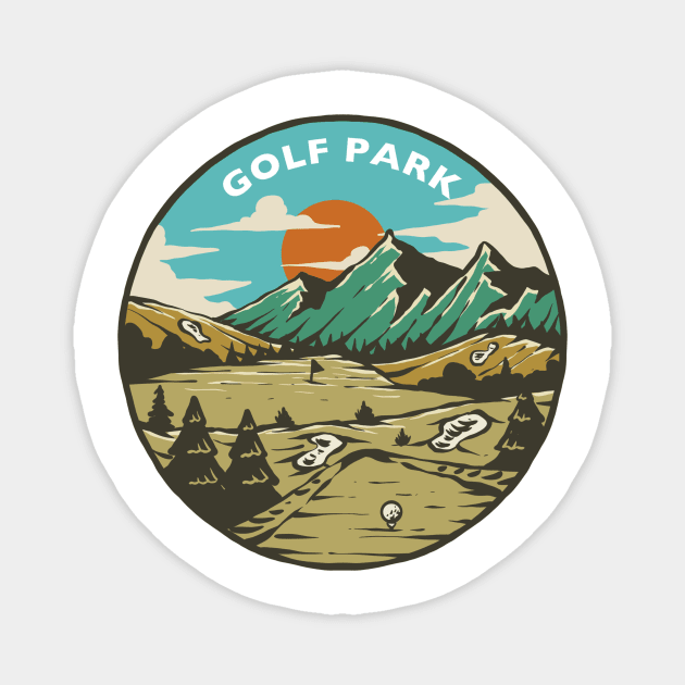 Golf Park Illustration Design Magnet by 78soeef