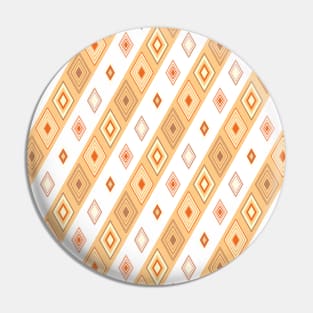 Diagonal stripes with simple wired diamond shapes pattern - white, orange, dusky rose, gold Pin