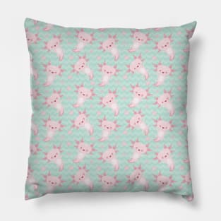 Quirky Kawaii Axolotl Pattern Pillow