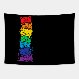 Cat Stack Rainbow Gay Pride Cute Lgbt Animal Pet Lover Tapestry