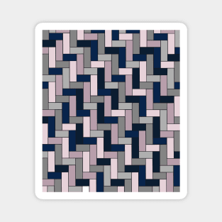 Geometric Tiles in Navy, Grey and Pink Magnet