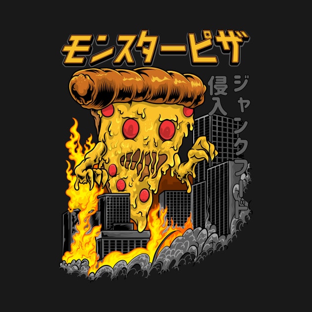 Pizza Kong Japanese Monster Kaiju Food I Love Pizza by playingtheangel