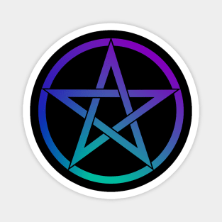 Witch Pentagram in Blue Teal and Purple Magnet