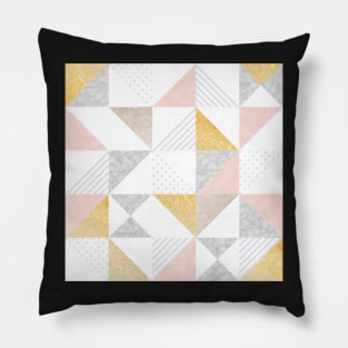 Gold, Pink and Marble Geo Pattern Pillow