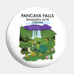 Pancava Falls Špindlerův Mlýn, Czechia travel poster. Pin