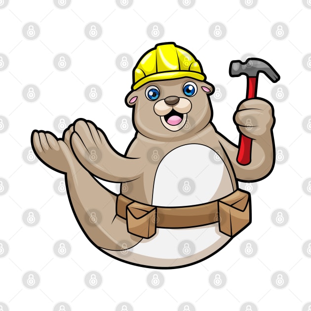 Seal as Carpenter with Hammer & Hat by Markus Schnabel