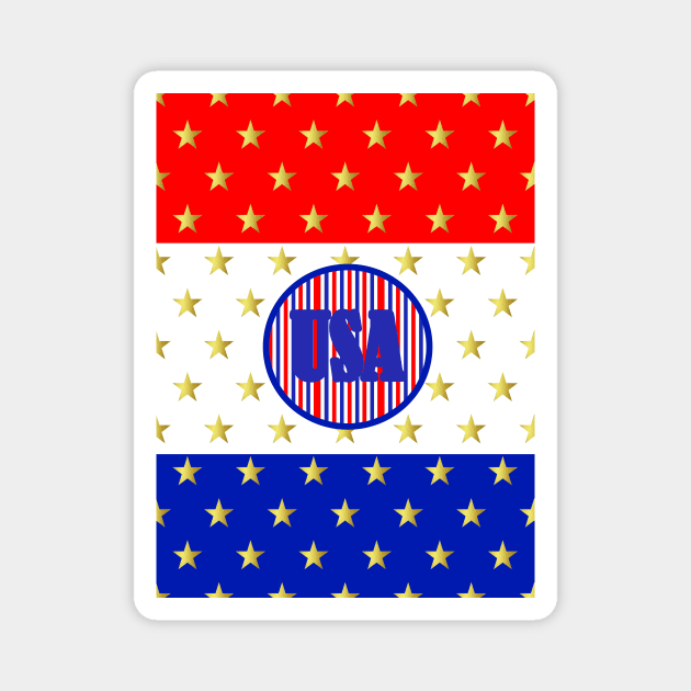 FOURTH Of July USA Red White Blue Magnet by SartorisArt1