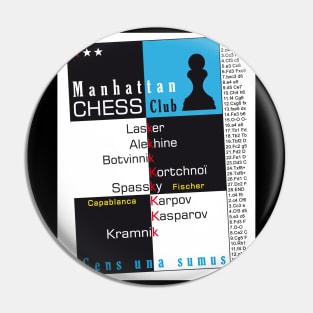 Manhattan New York Chess Club USA Travel Vintage Poster Pin