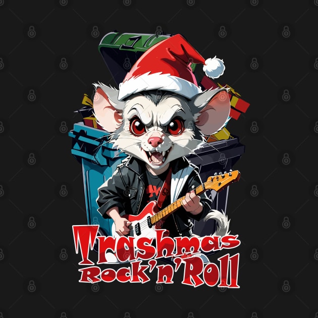 Trashmas Rock and Roll, Rat, opossum by Rusty Lynx Design