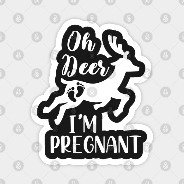 Oh Deer I'm Pregnant Gift, Christmas Pregnancy Announcement, Funny Pregnancy Announcement Magnet by WassilArt