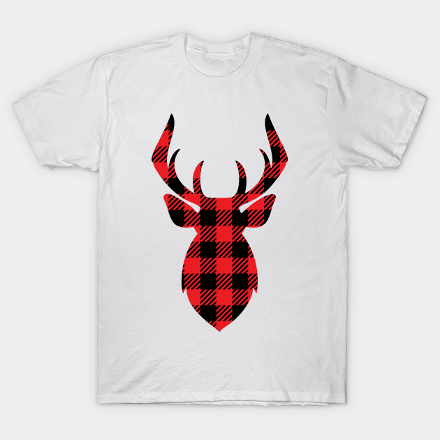 Deer Skull buffalo plaid - Buffalo Plaid Deer - T-Shirt