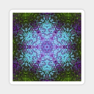 Digital Mandala Green Blue and Purple Magnet