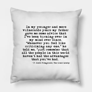 In my younger and more vulnerable years - F Scott Fitzgerald Pillow