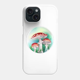 Red fly agarics in circle Phone Case