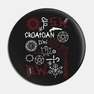 SPN Angel and Demon Sigils (white/red version) Pin