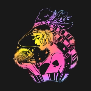 Beautiful witch holding a skull T-Shirt