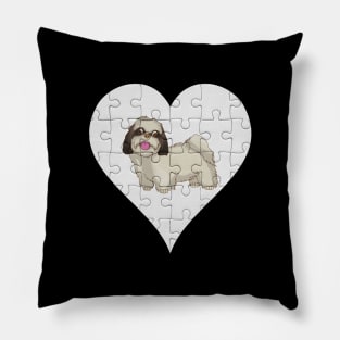 Shih Tzu Heart Jigsaw Pieces Design - Gift for Shih Tzu Lovers Pillow